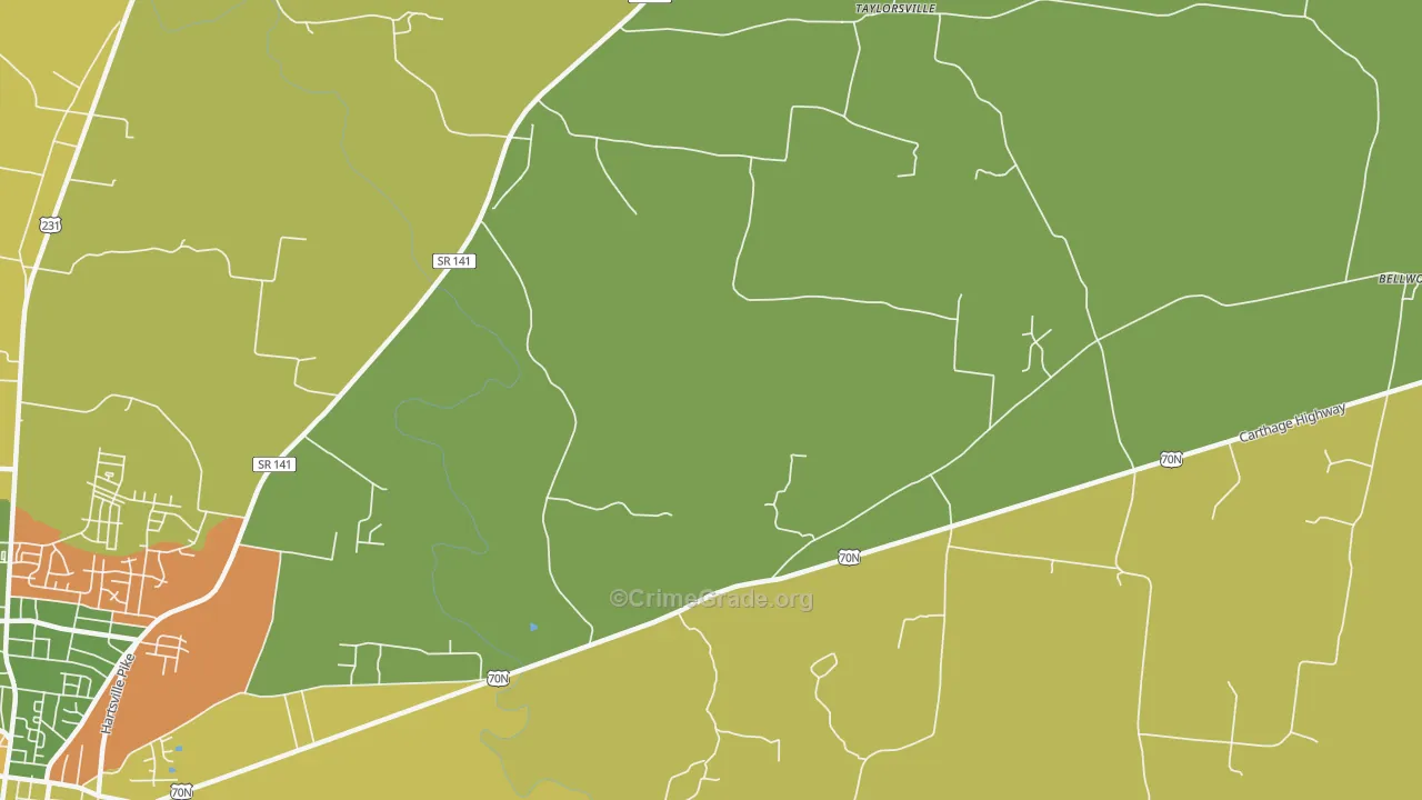 Taylorsville, TN Map of Arson Rates