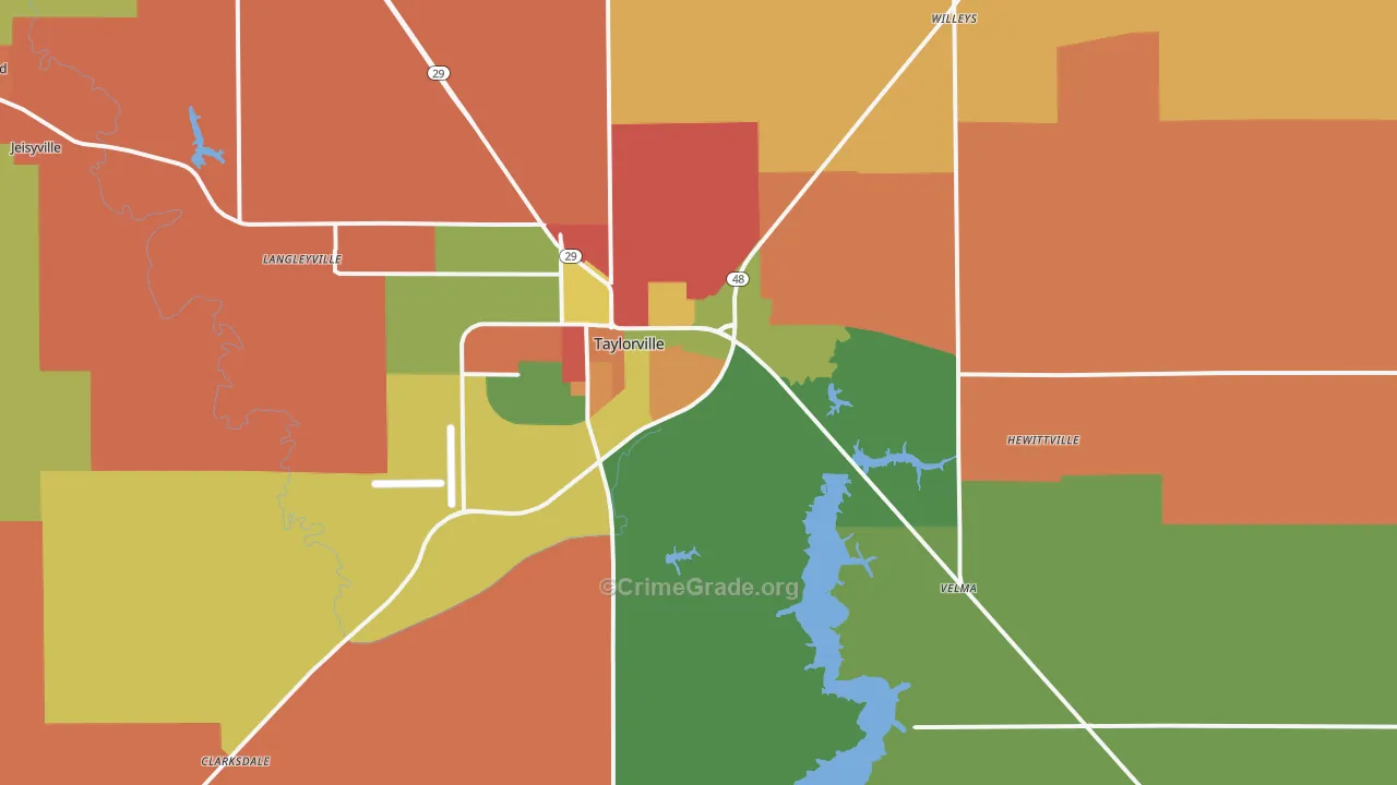 Taylorville, IL Map of Arson Rates
