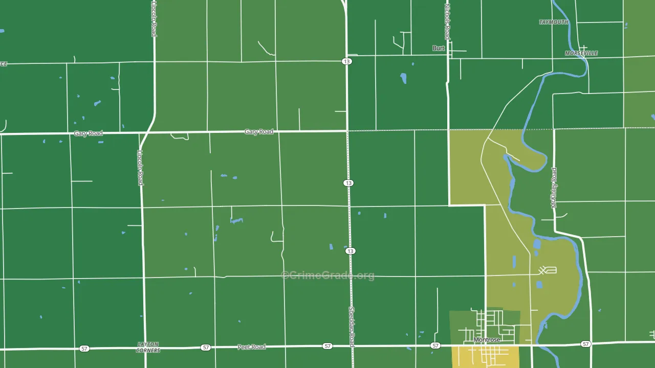 Taymouth, MI Map of Arson Rates