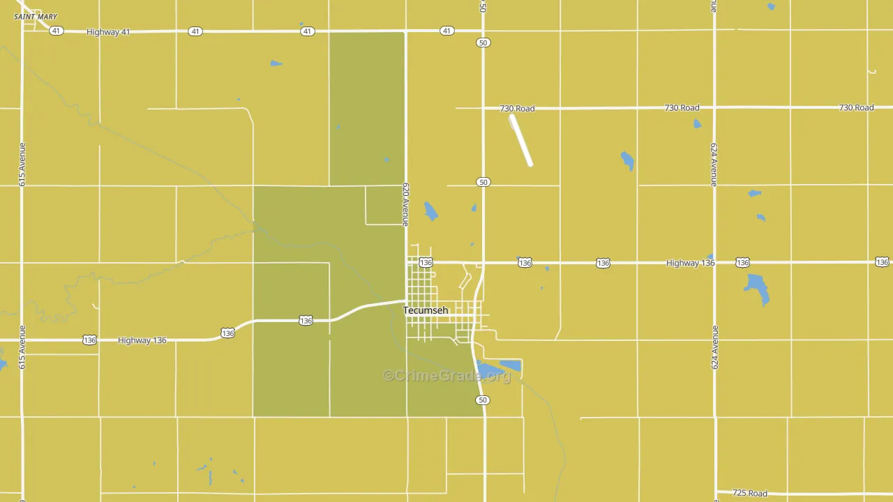 Tecumseh, NE Map of Arson Rates