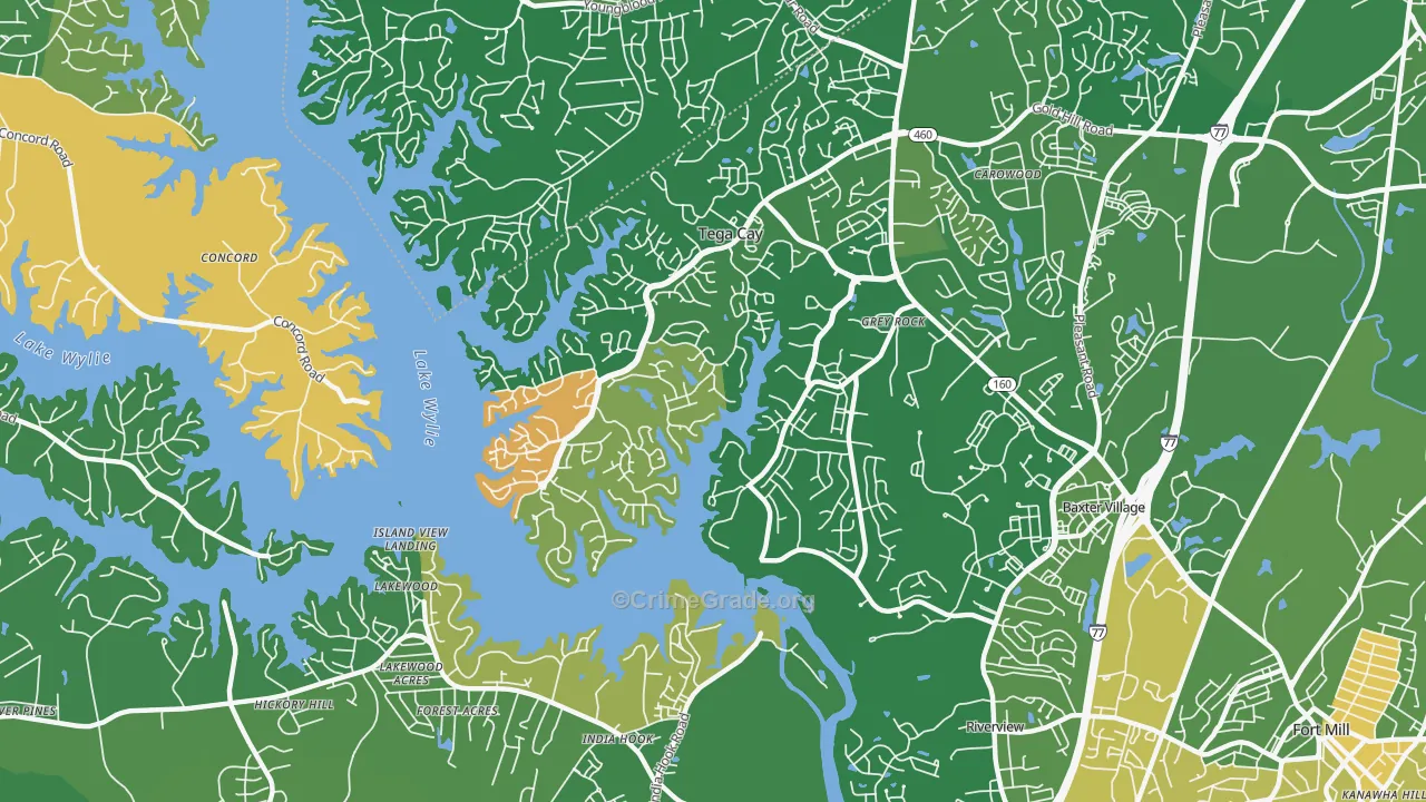 Tega Cay, SC Map of Arson Rates