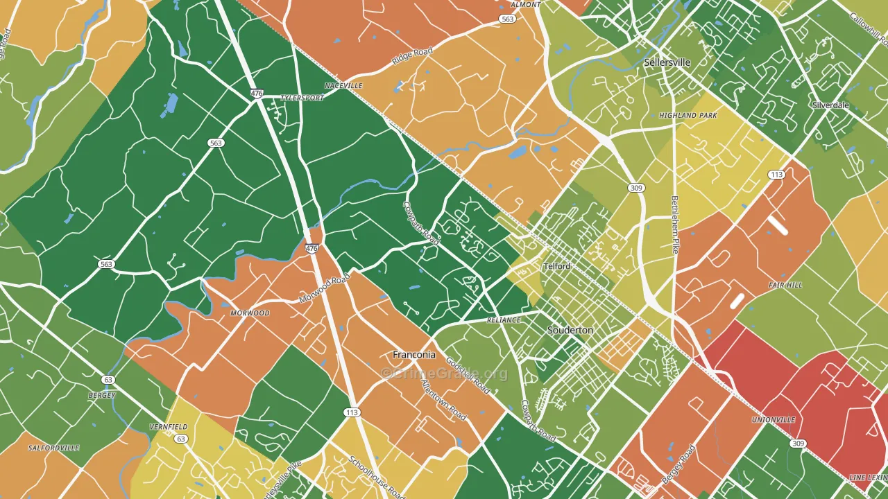 Telford, PA Map of Arson Rates