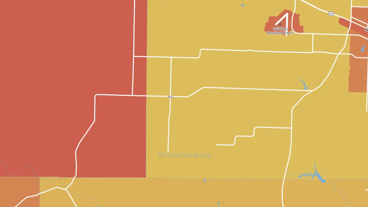 Tell, TX Map of Arson Rates