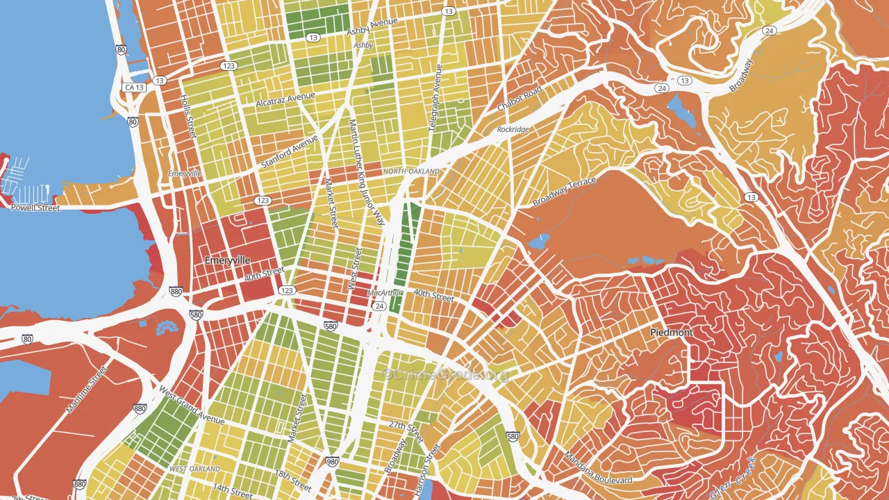Temescal, Oakland, CA Map of Arson Rates