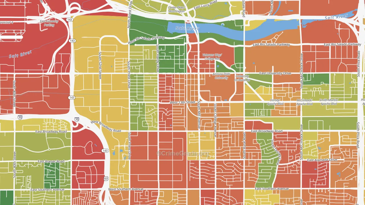 Tempe Junction, Tempe, AZ Map of Arson Rates