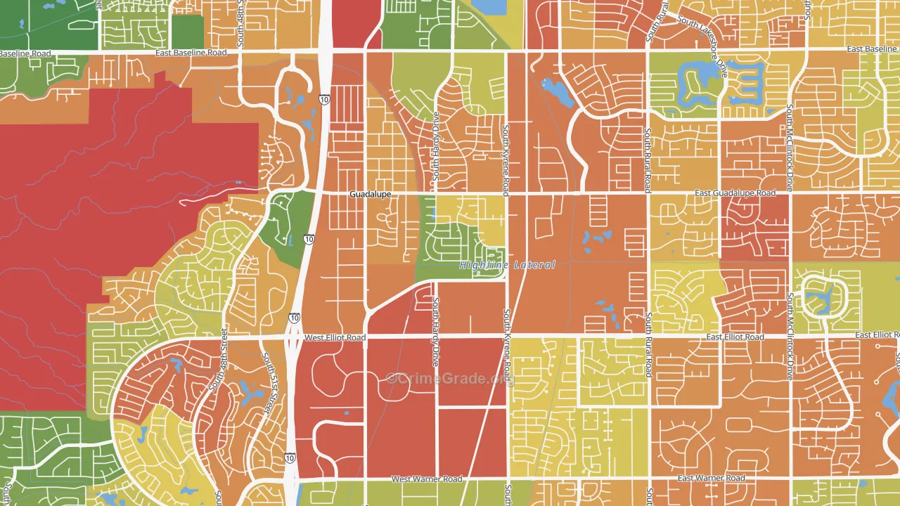 Tempe Royal Estates, Tempe, AZ Map of Arson Rates