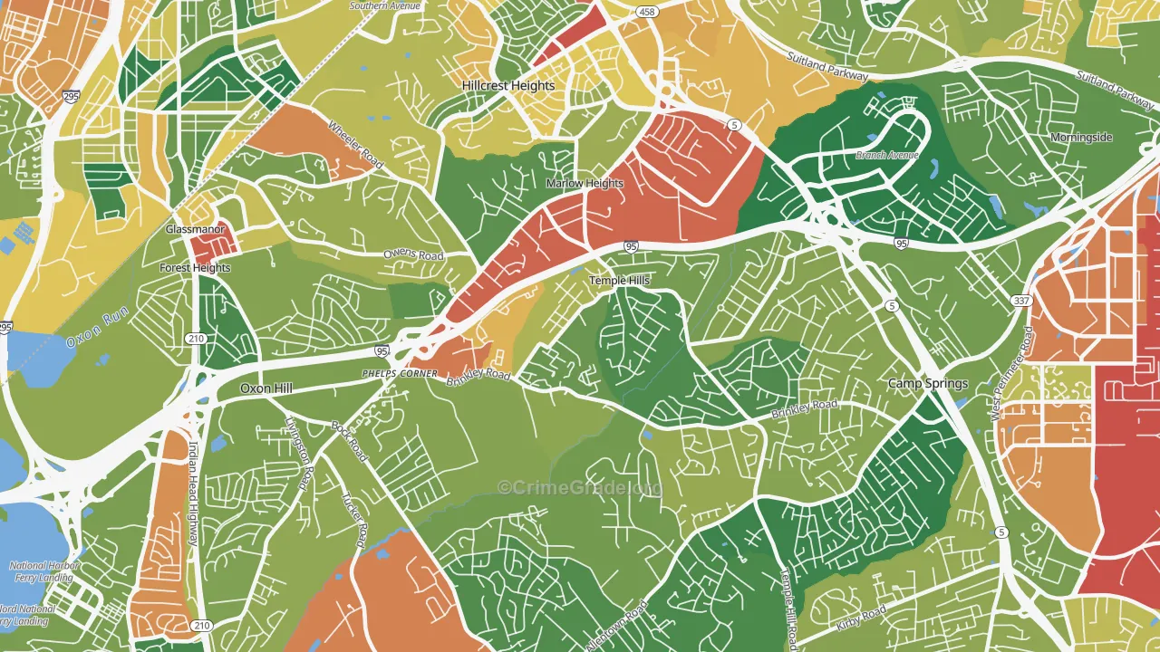 Temple Hills, MD Map of Arson Rates