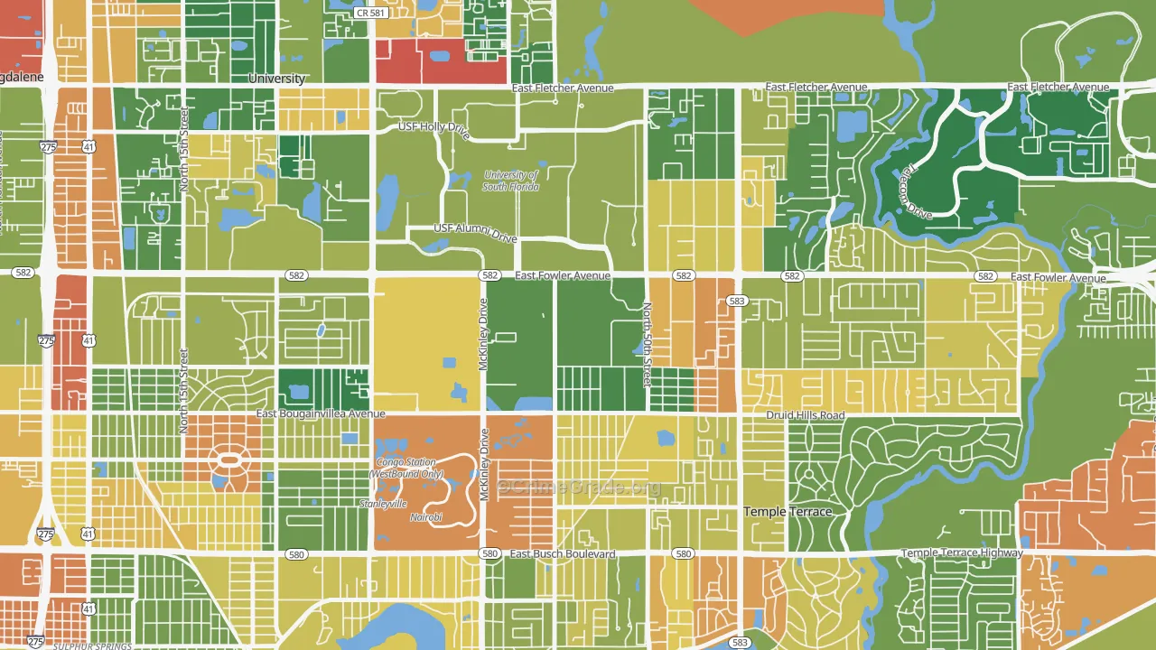 Temple Park, Tampa, FL Map of Arson Rates