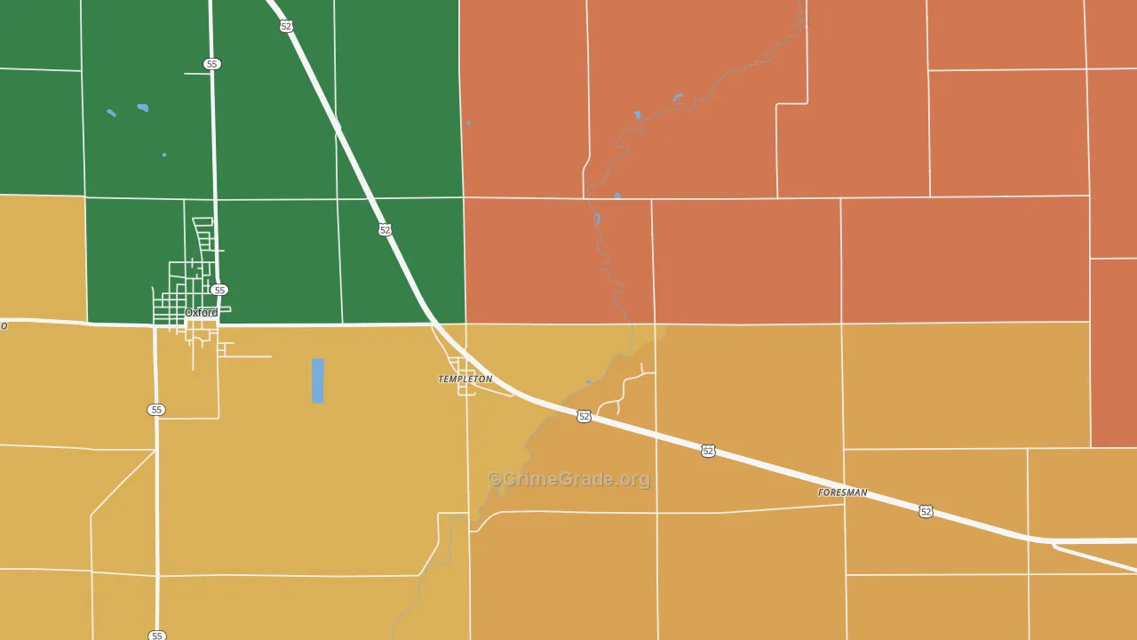 Templeton, IN Map of Arson Rates