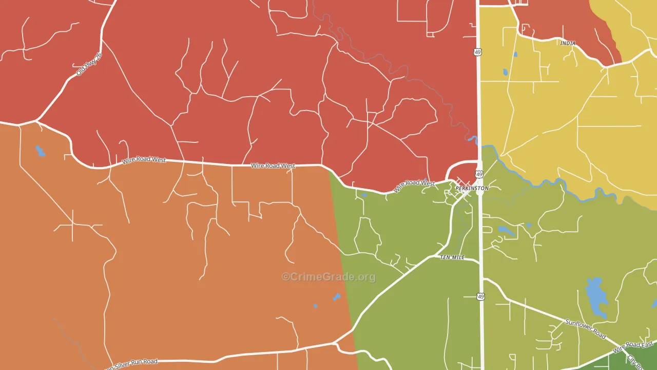 Ten Mile, MS Map of Arson Rates