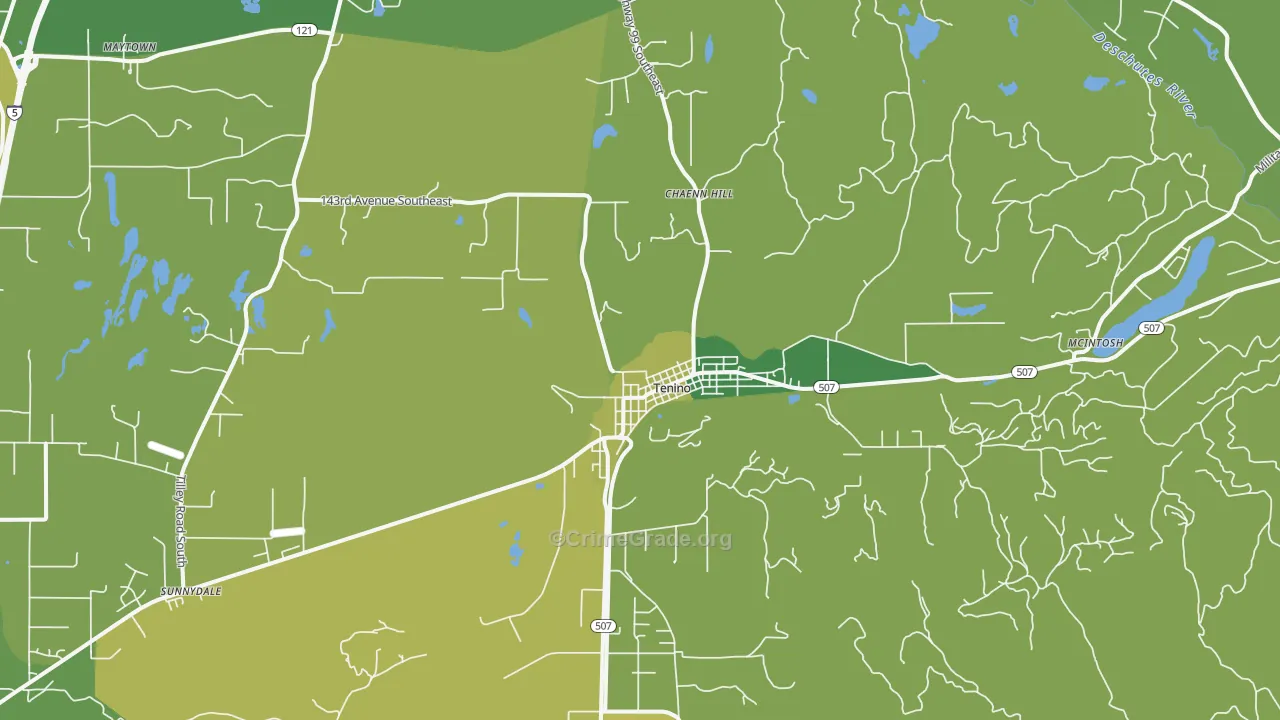 Tenino, WA Map of Arson Rates