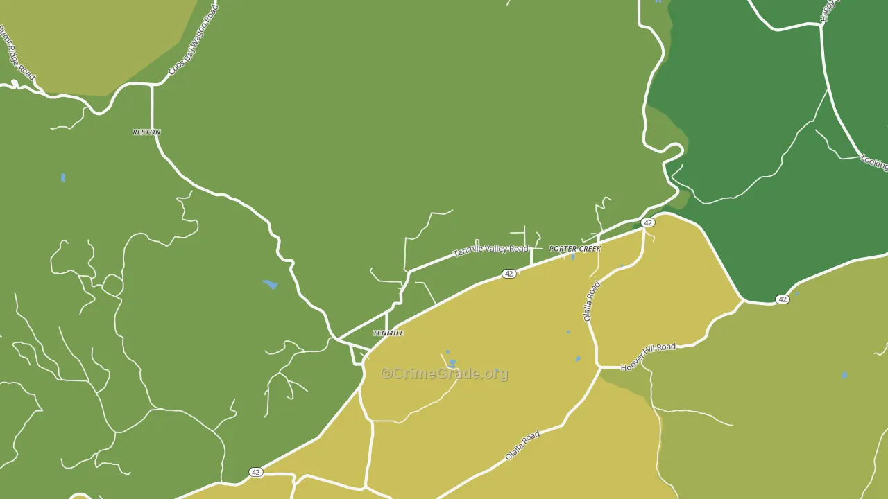 Tenmile, OR Map of Arson Rates