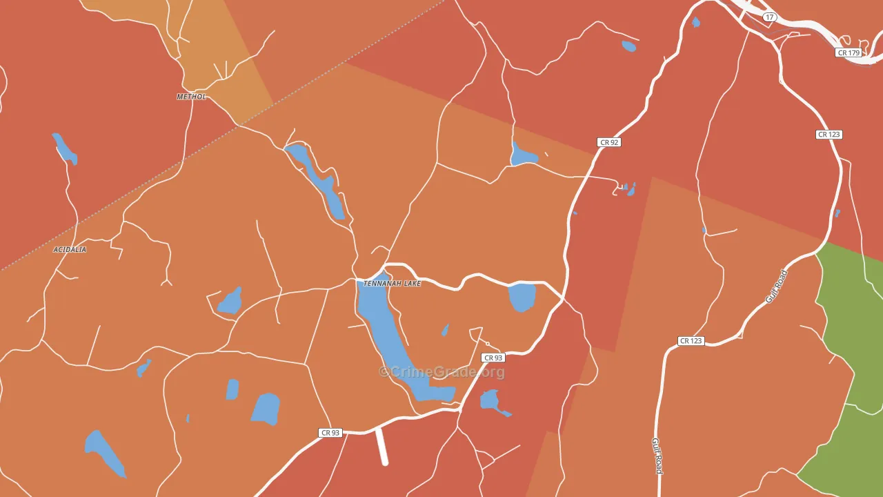 Tennanah Lake, NY Map of Arson Rates