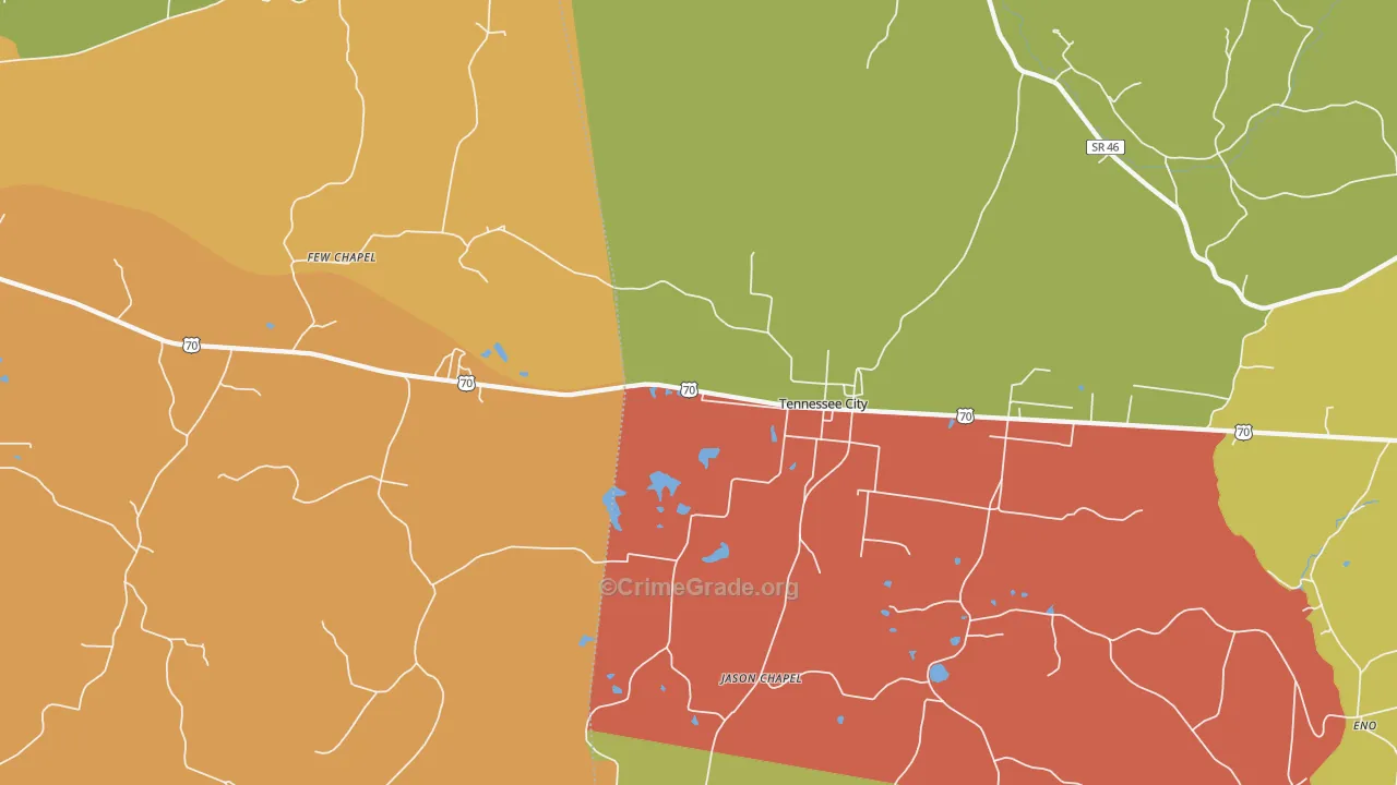 Tennessee City, TN Map of Arson Rates