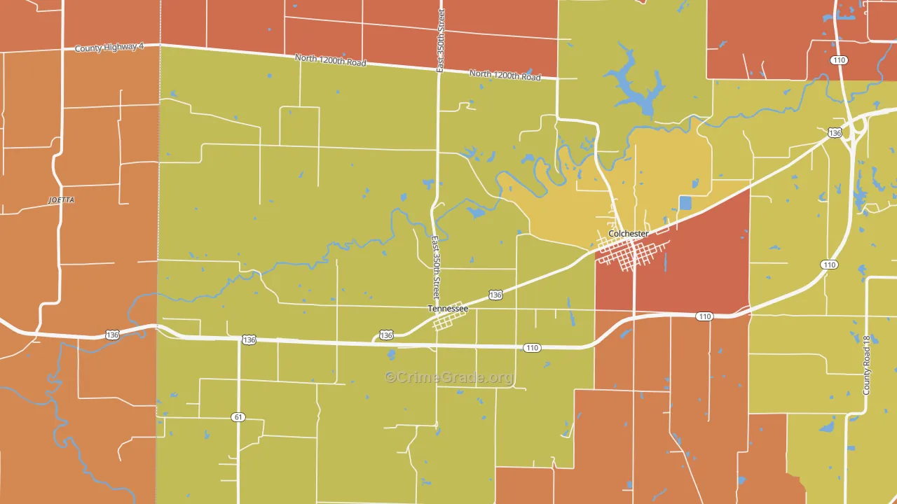 Tennessee, IL Map of Arson Rates