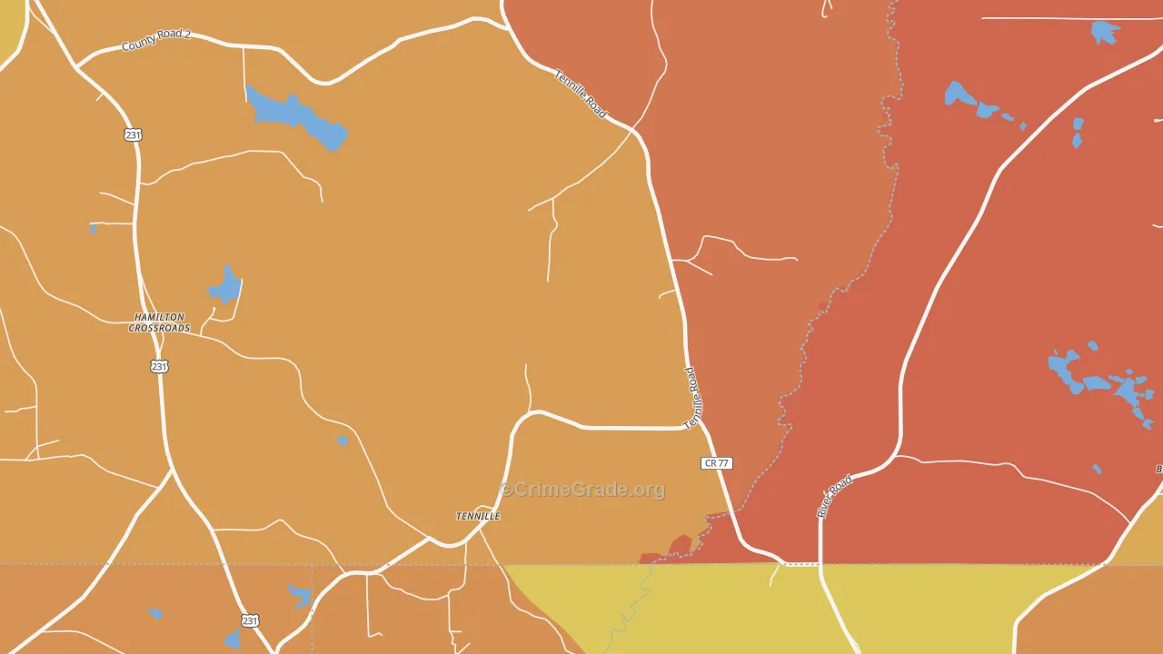 Tennille, AL Map of Arson Rates
