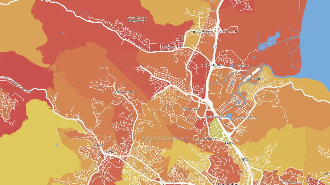 Terra Linda, San Rafael, CA Map of Arson Rates
