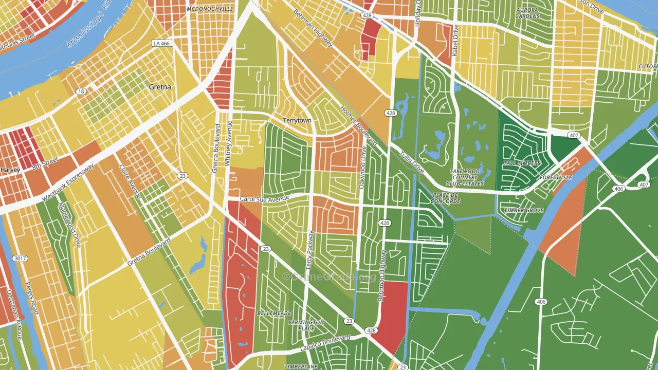 Terrytown, LA Map of Arson Rates