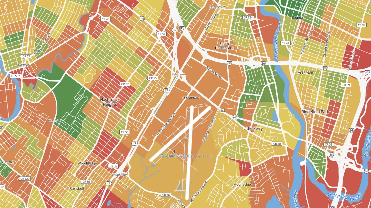 Teterboro, NJ Map of Arson Rates