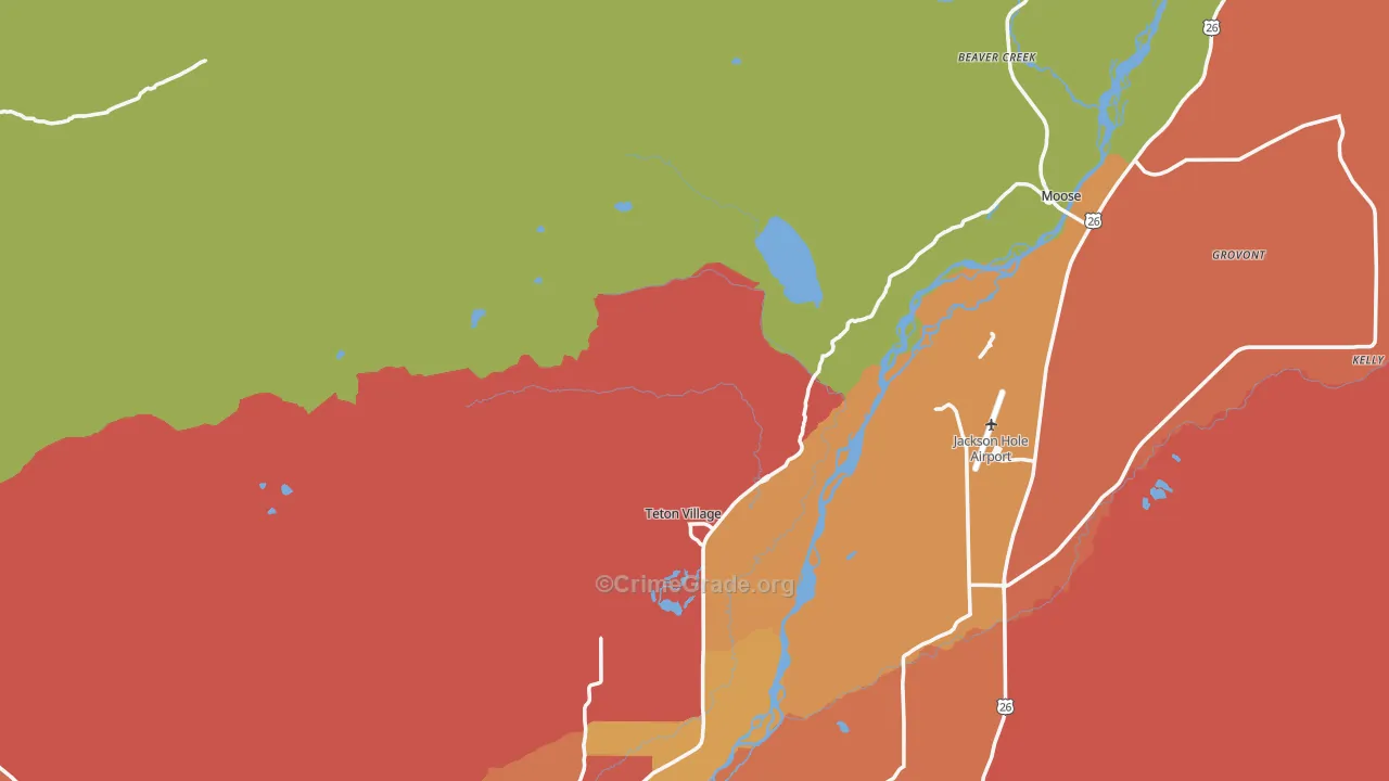 Teton Village, WY Map of Arson Rates