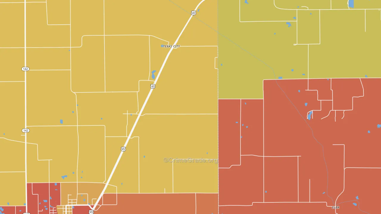 Texas City, IL Map of Arson Rates