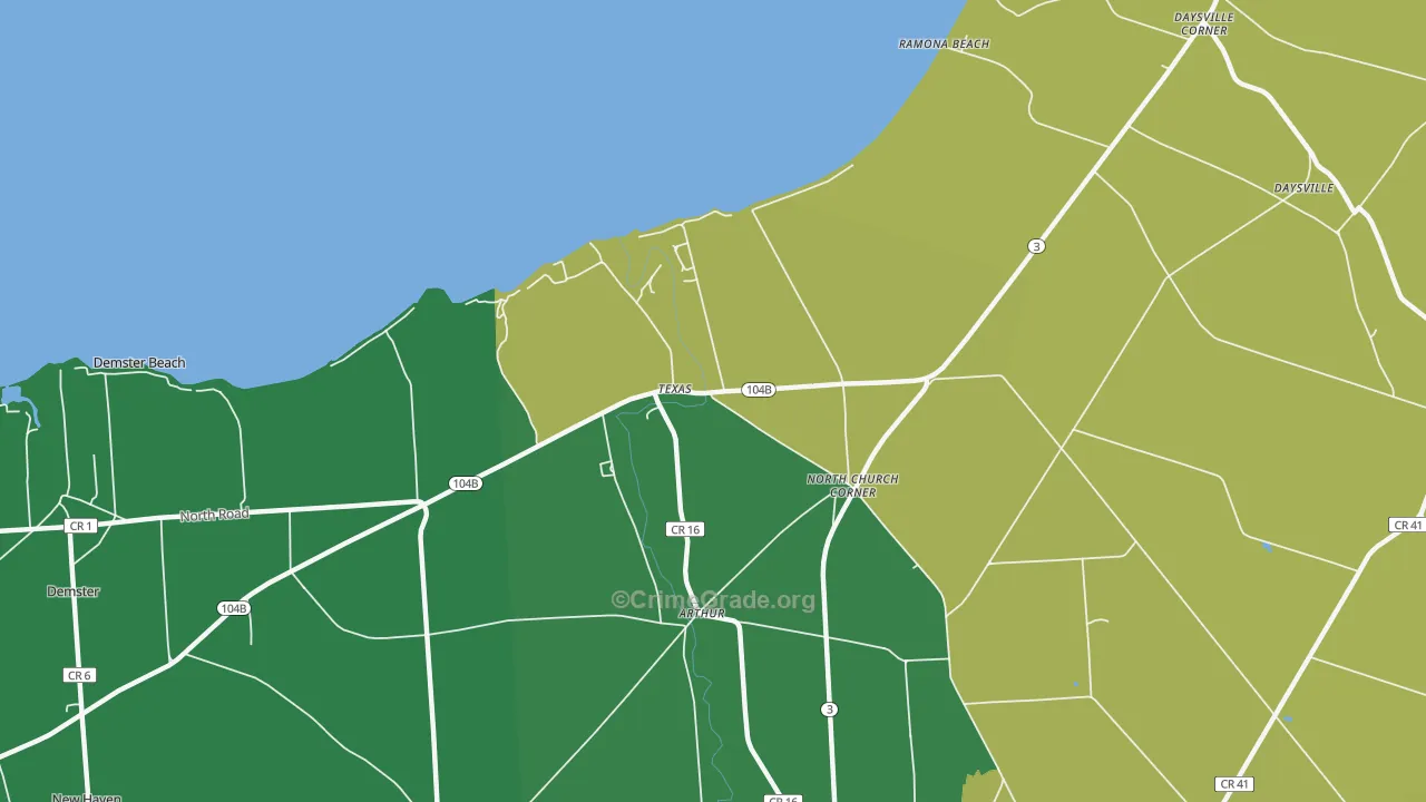 Texas, NY Map of Arson Rates