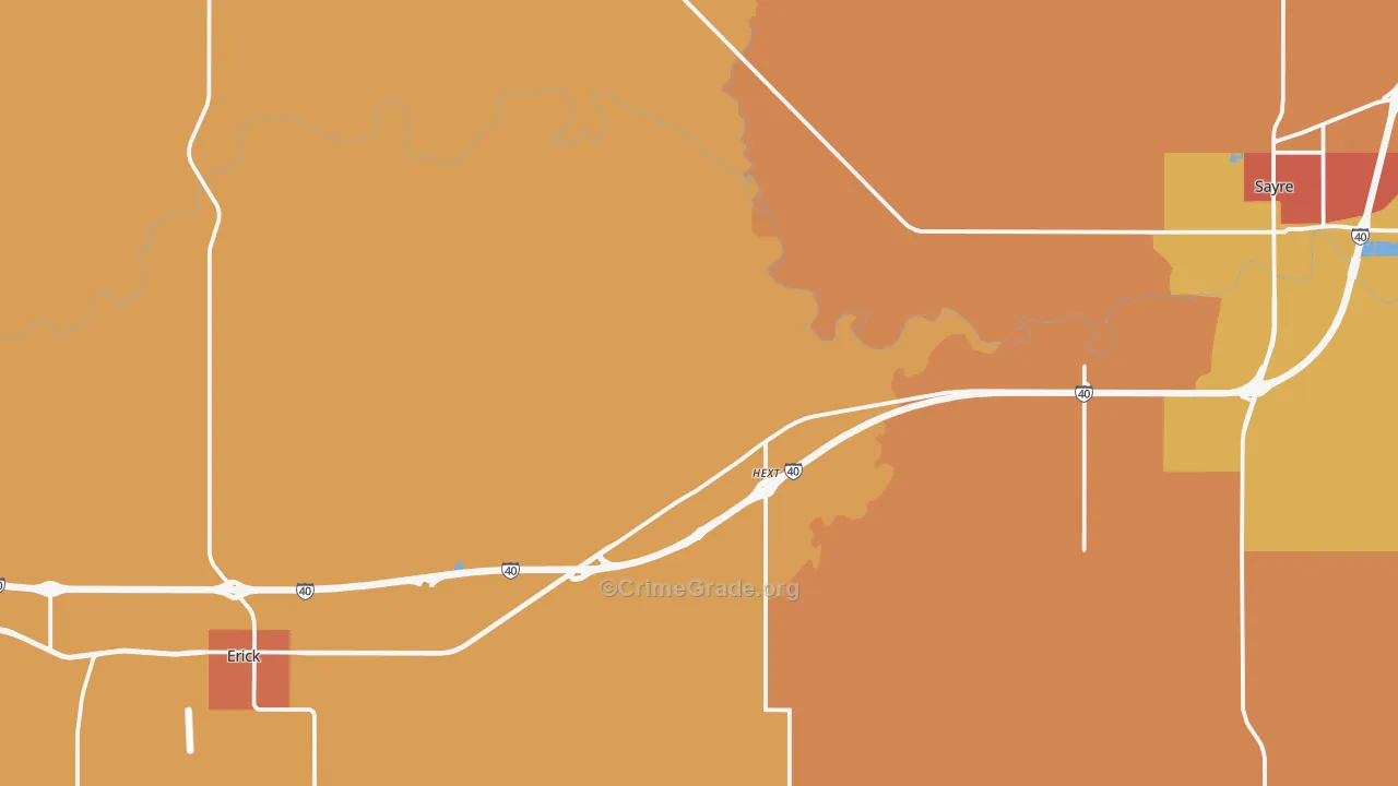 Texola, OK Map of Arson Rates