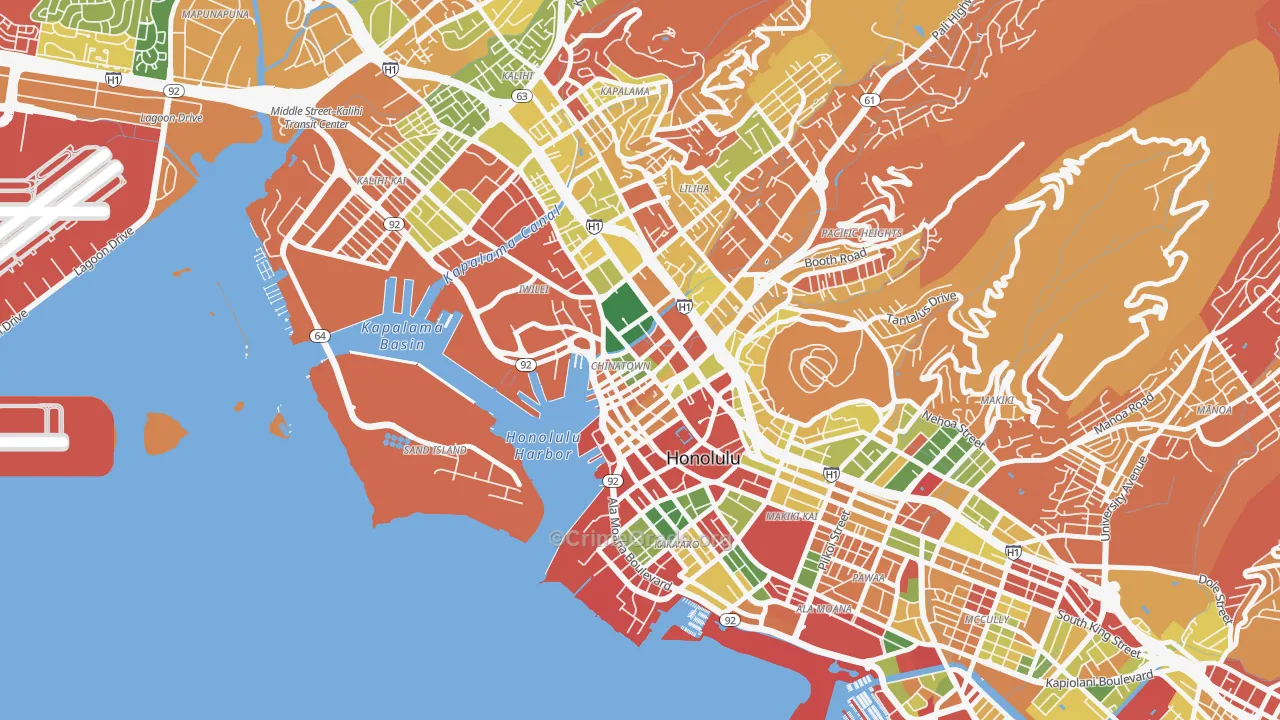 The Arts District, Honolulu, HI Map of Arson Rates
