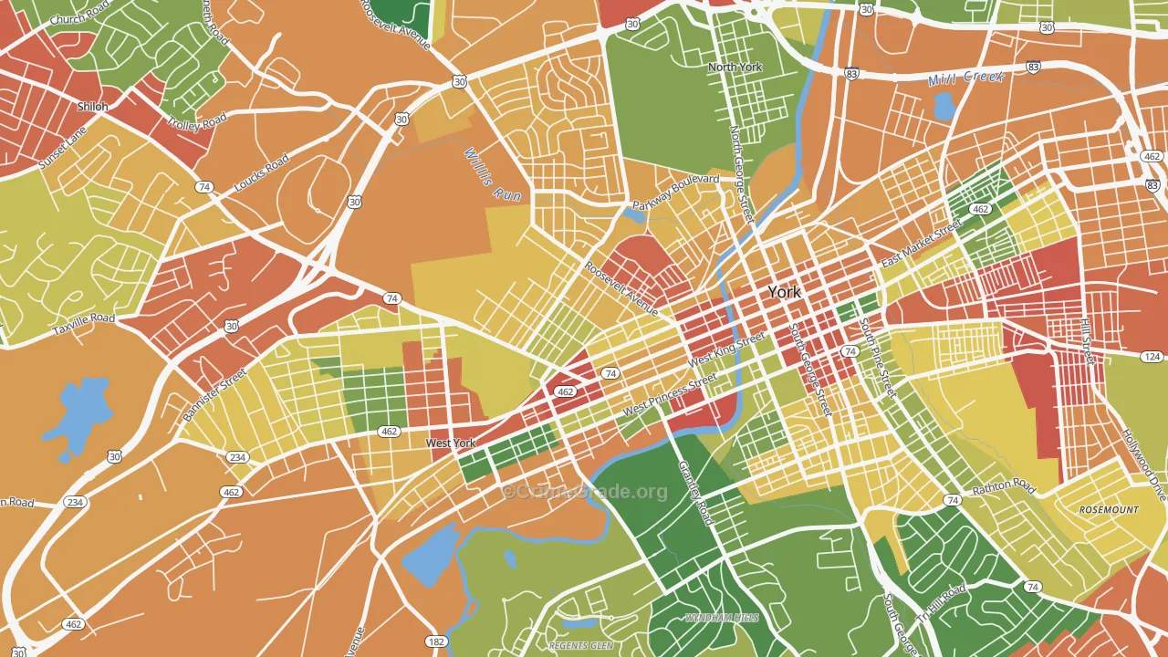 The Avenues, York, PA Map of Arson Rates