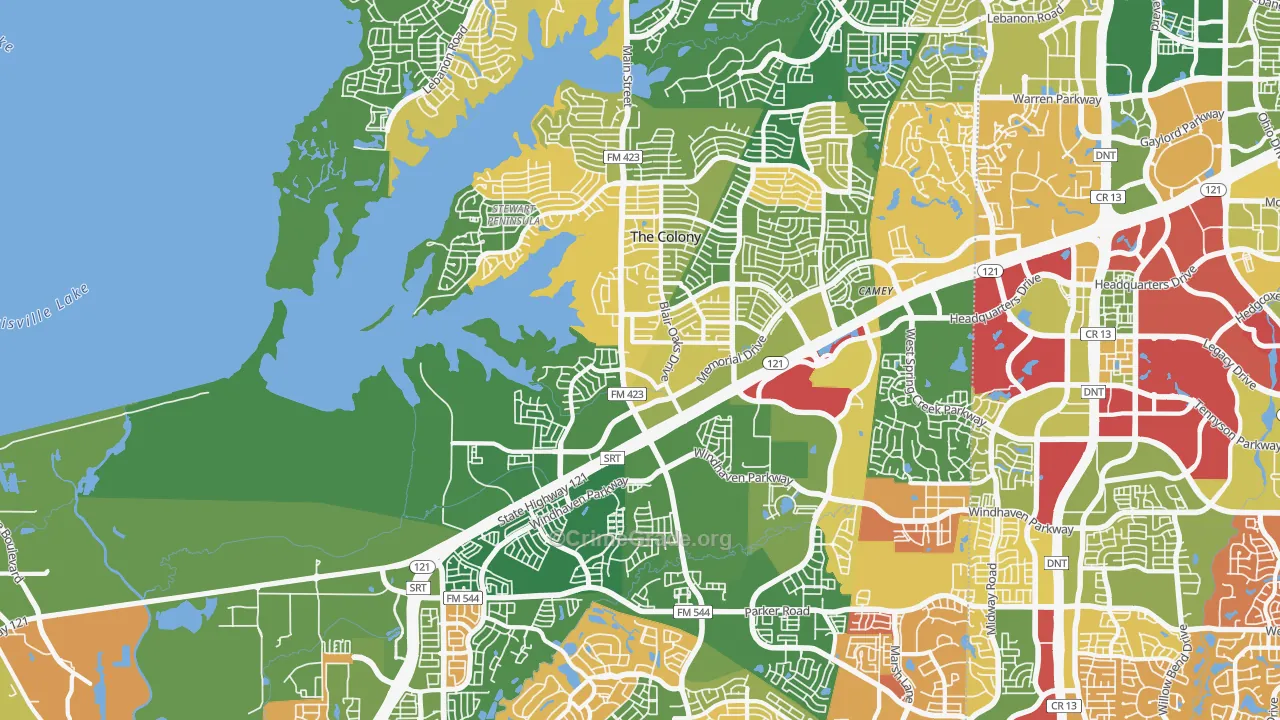The Colony, TX Map of Arson Rates