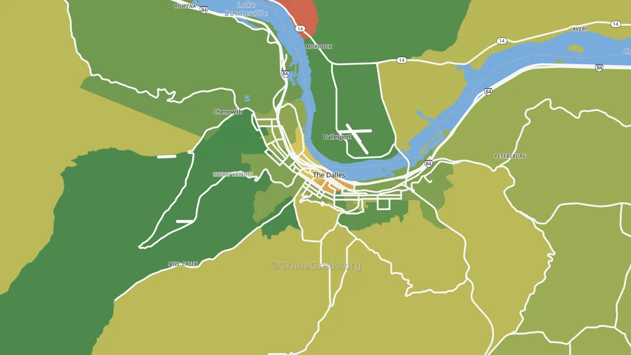 The Dalles, OR Map of Arson Rates
