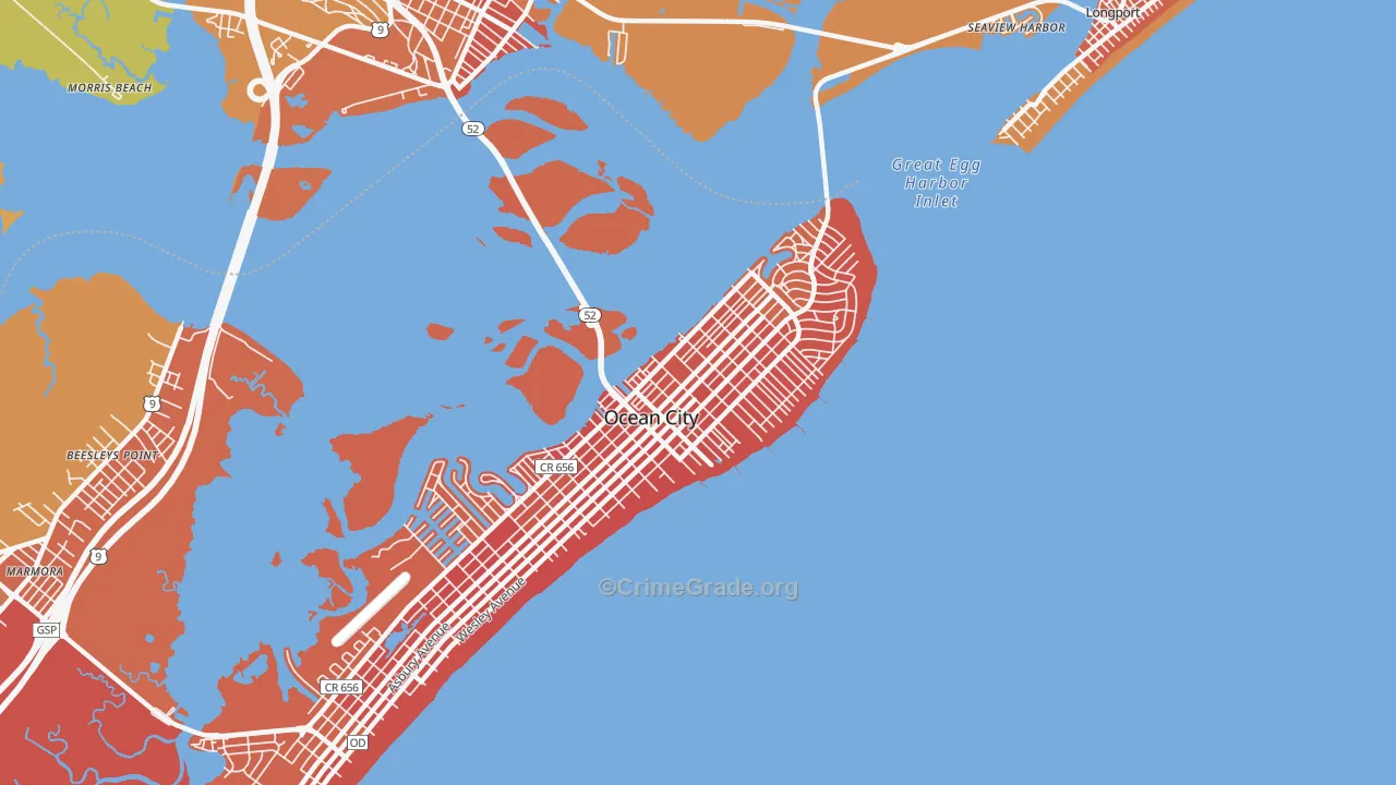 The Gardens, Ocean City, NJ Map of Arson Rates