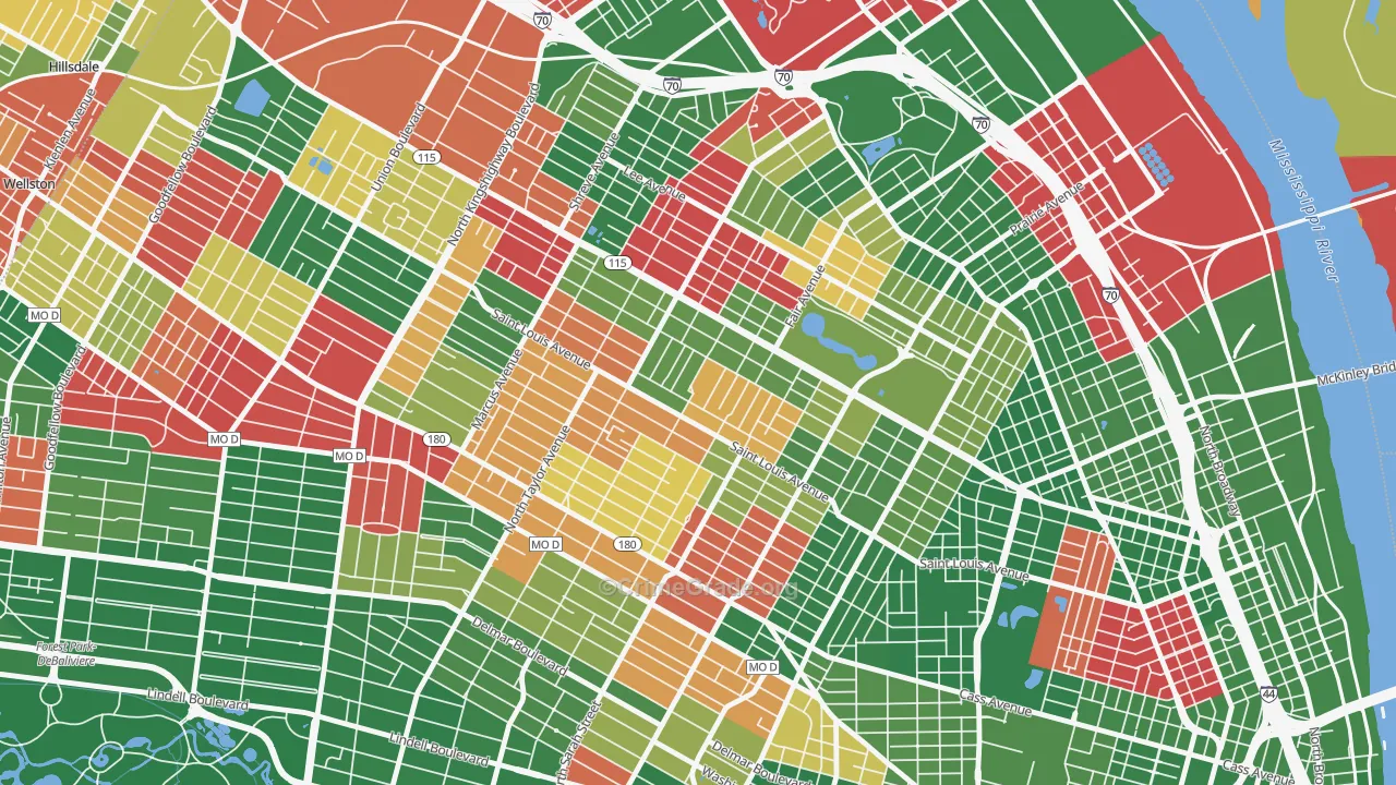 The Greater Ville, St. Louis, MO Map of Arson Rates