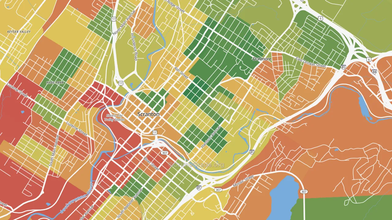 The Hill Section, Scranton, PA Map of Arson Rates