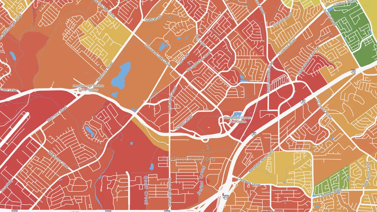 The Hills of Park North, San Antonio, TX Map of Arson Rates