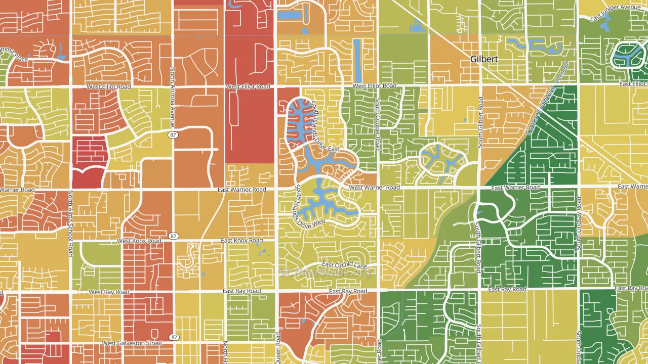 The Islands, Gilbert, AZ Map of Arson Rates