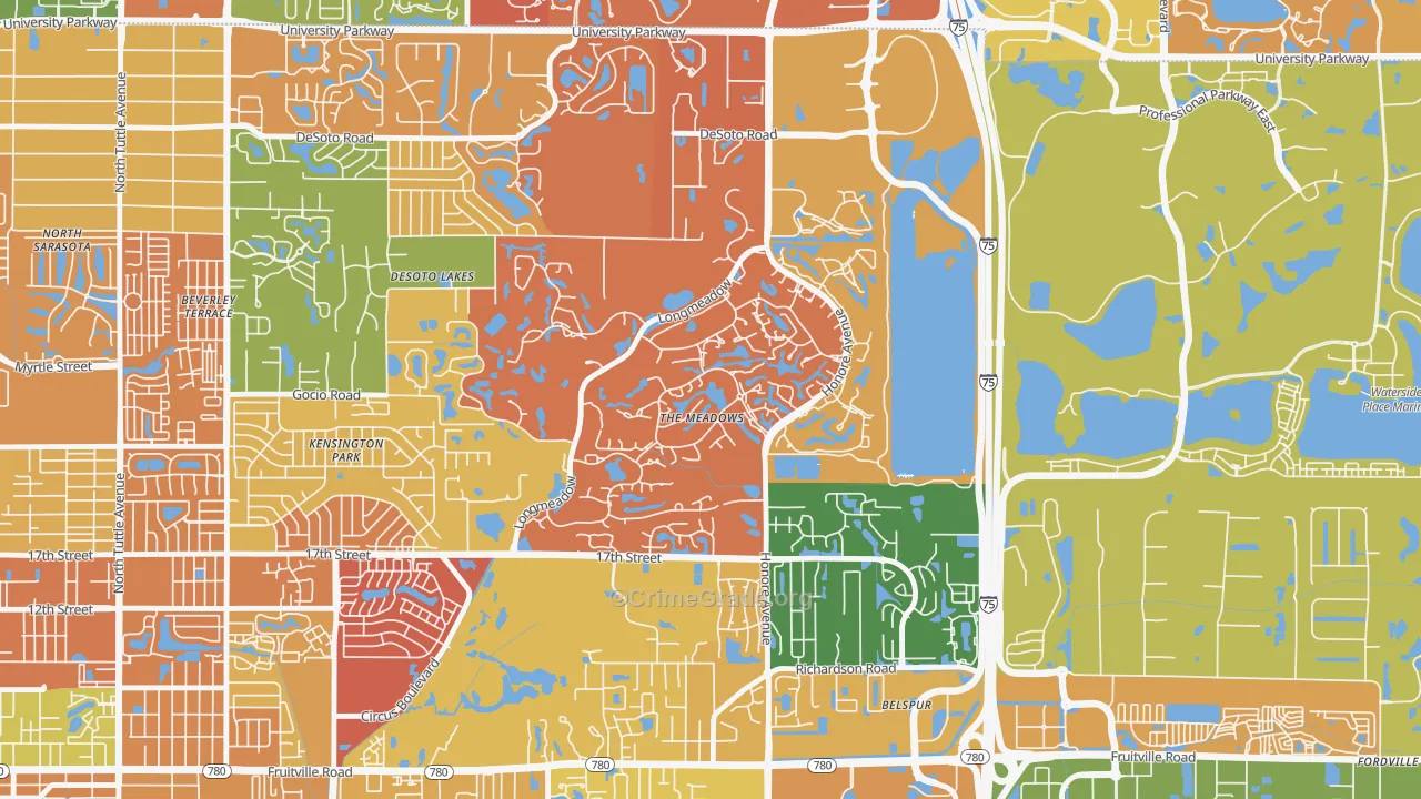 The Meadows, Sarasota, FL Map of Arson Rates