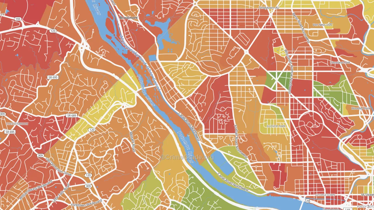 The Palisades, Washington, DC Map of Arson Rates