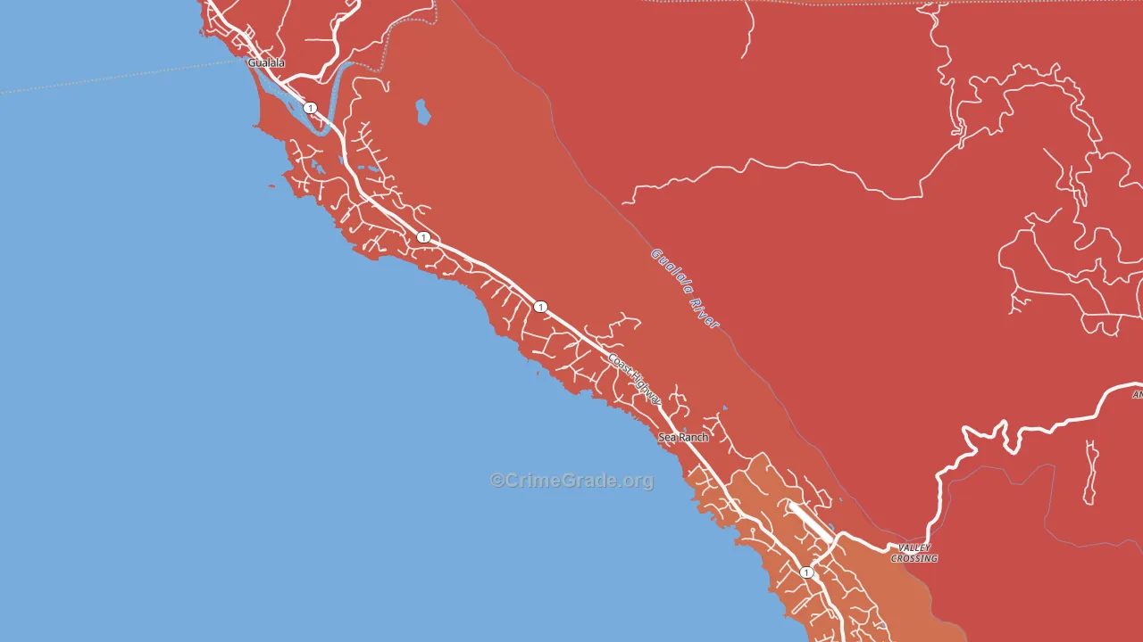 The Sea Ranch, CA Map of Arson Rates