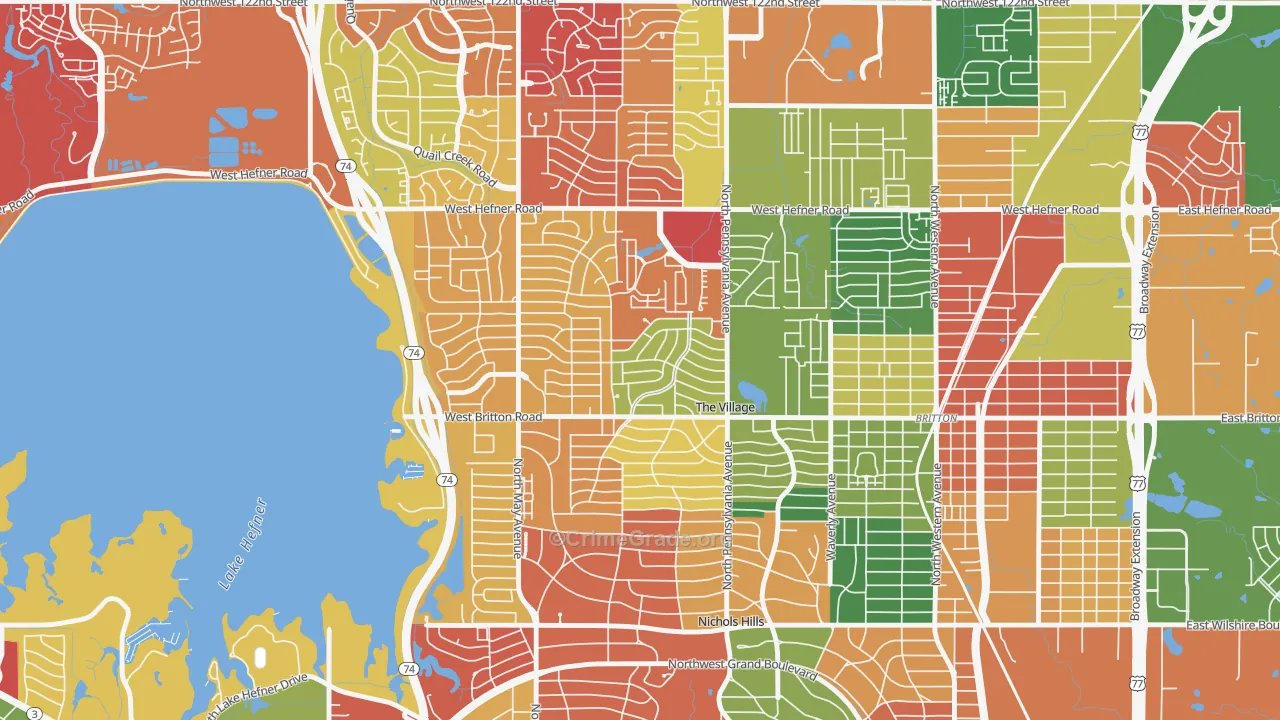 The Village, OK Map of Arson Rates