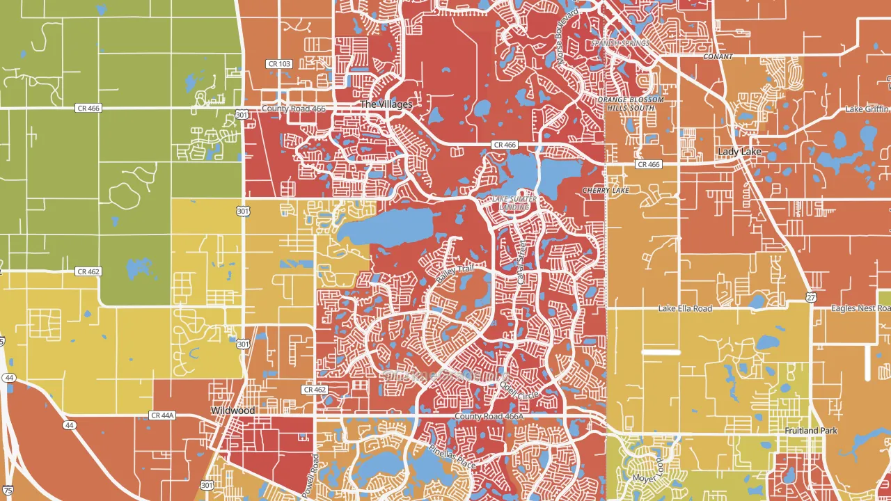 The Villages, FL Map of Arson Rates