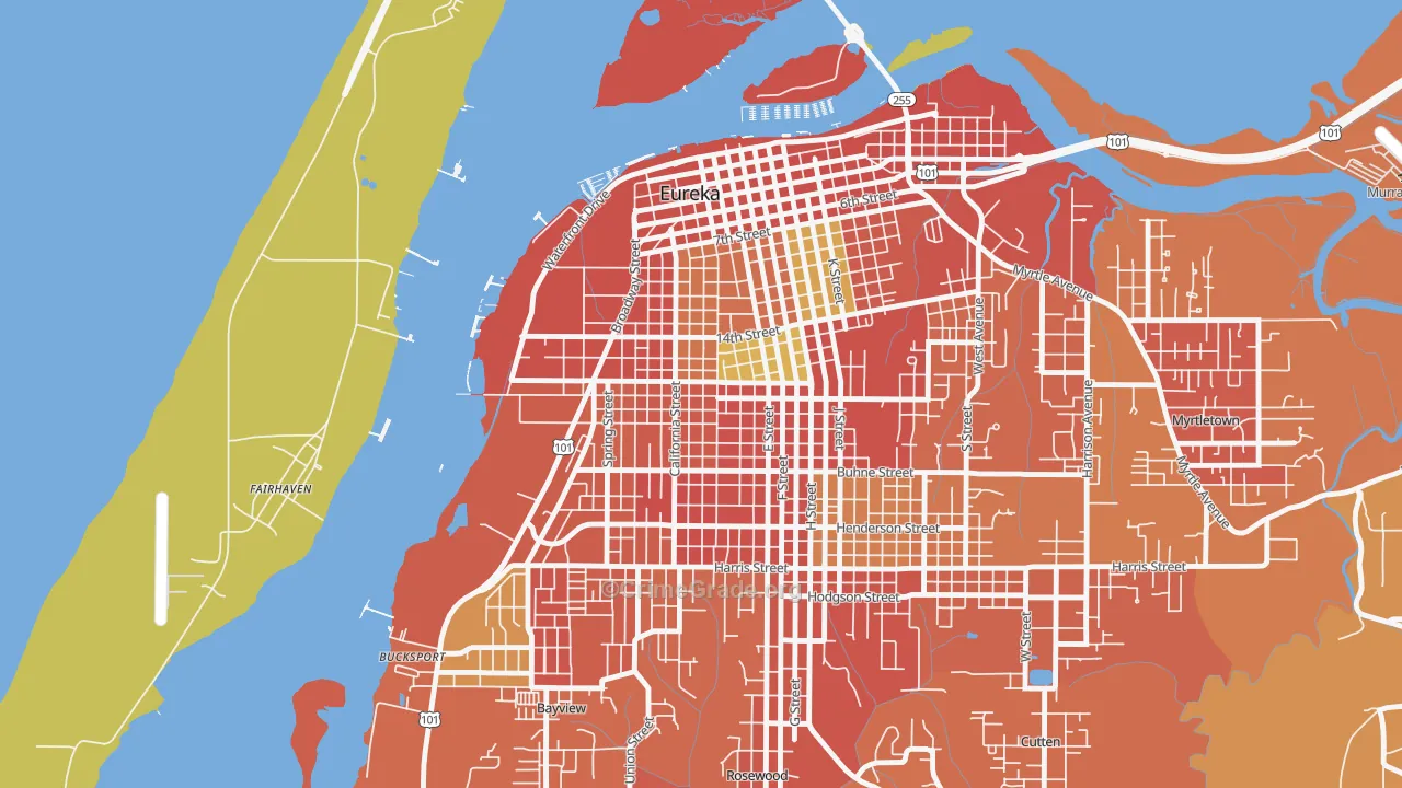 The West Side, Eureka, CA Map of Arson Rates