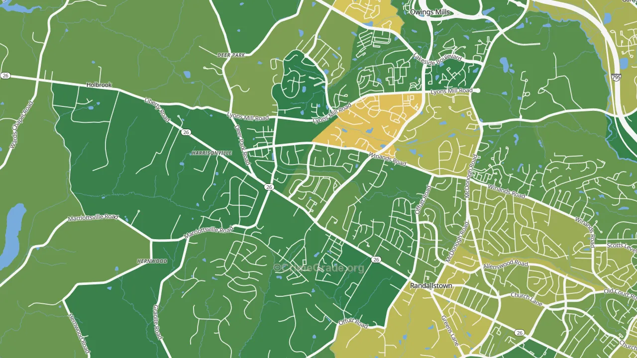 The Woodlands, Randallstown, MD Map of Arson Rates