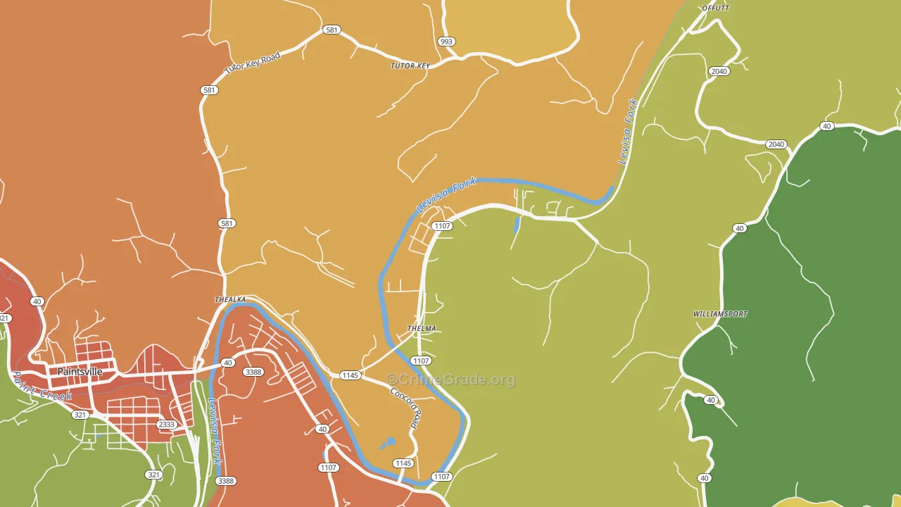 Thelma, KY Map of Arson Rates