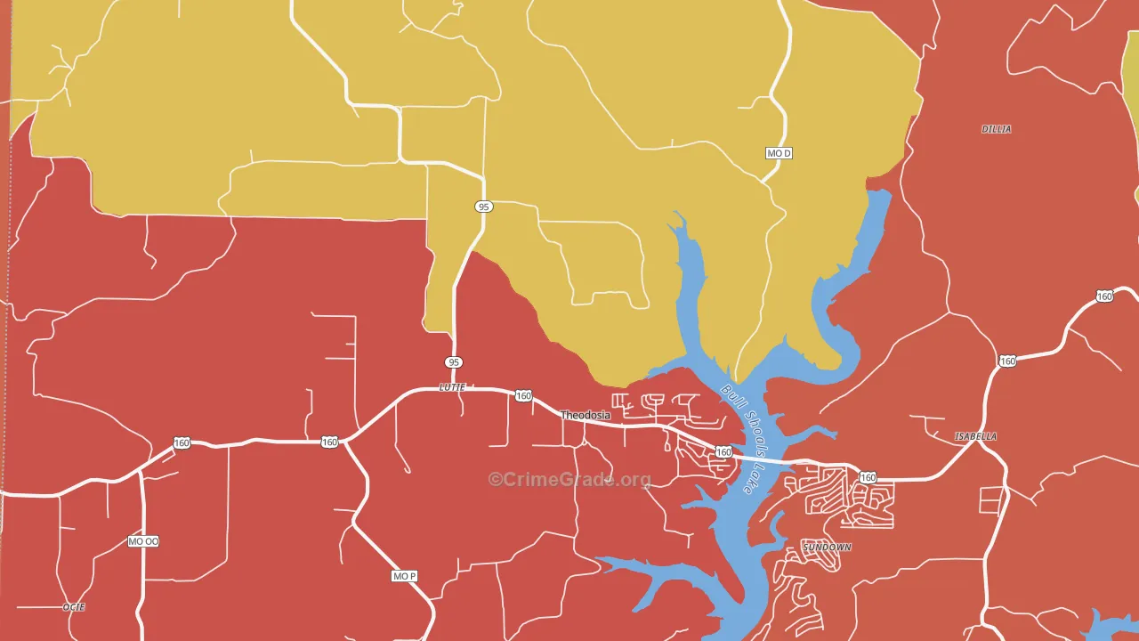 Theodosia, MO Map of Arson Rates