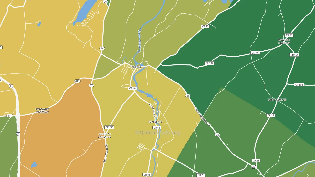 Theresa, NY Map of Arson Rates