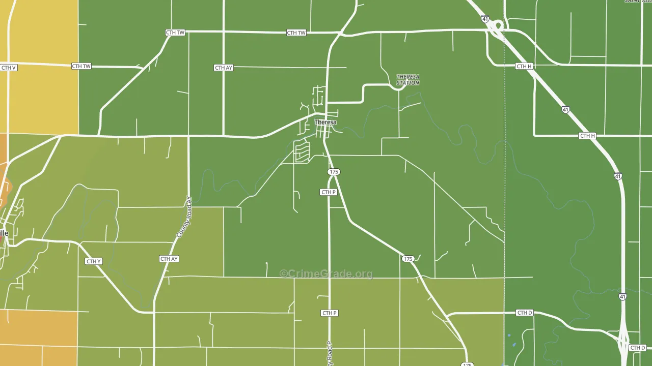 Theresa, WI Map of Arson Rates