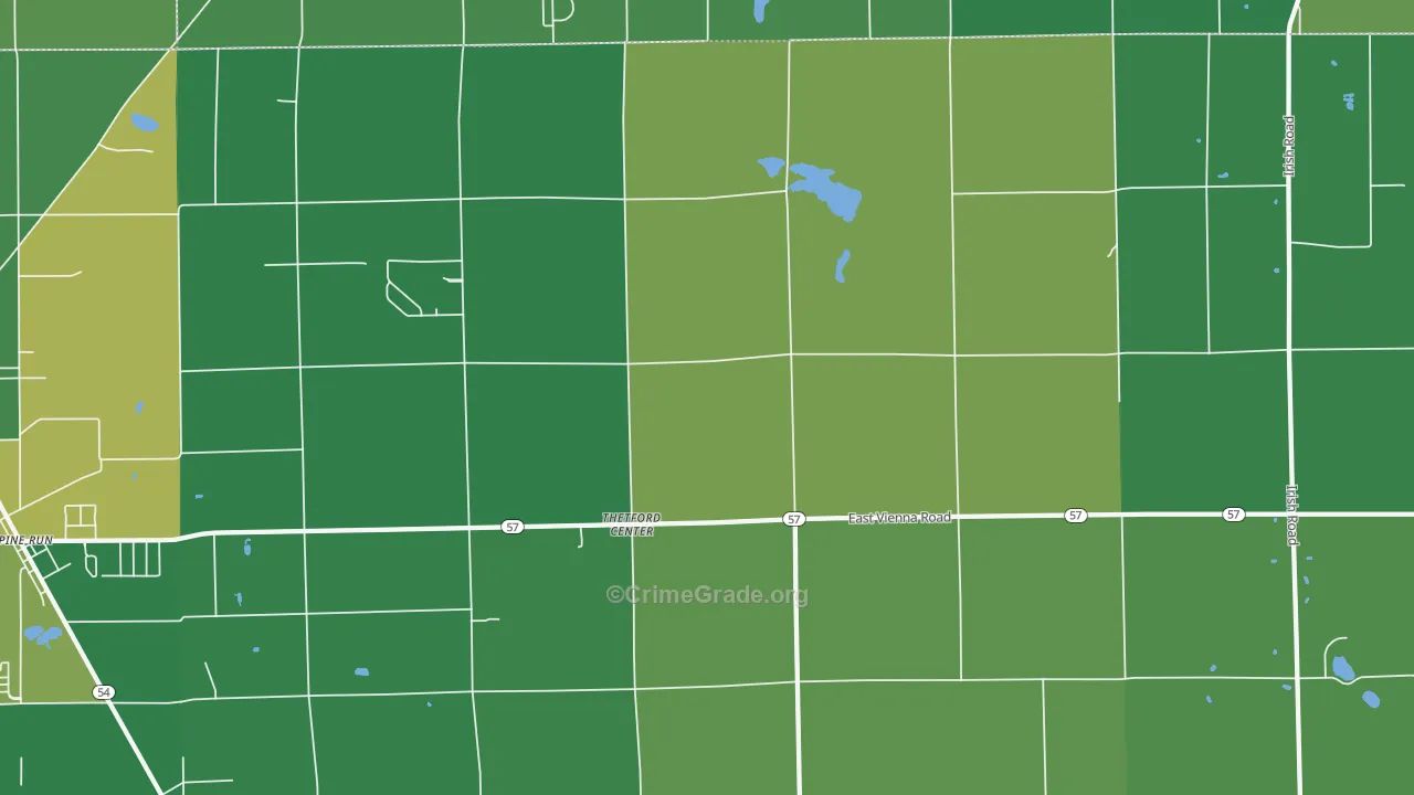 Thetford Center, MI Map of Arson Rates