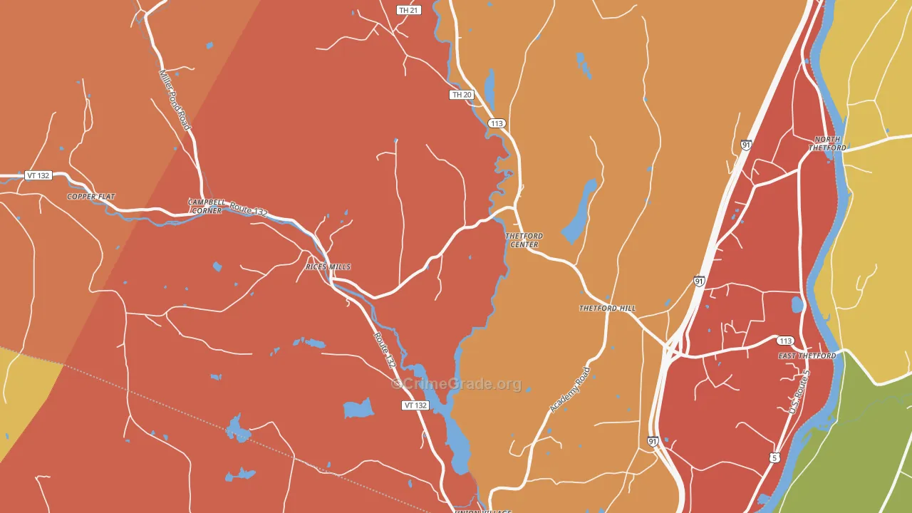 Thetford Center, VT Map of Arson Rates