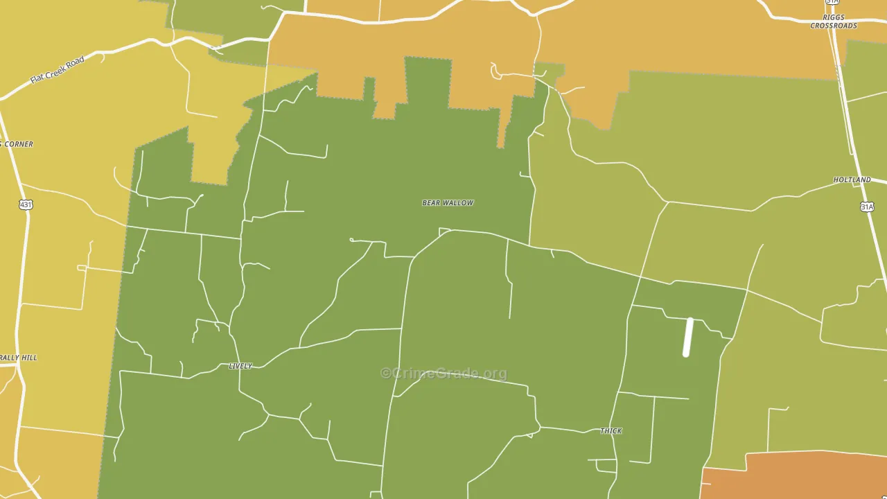 Thick, TN Map of Arson Rates